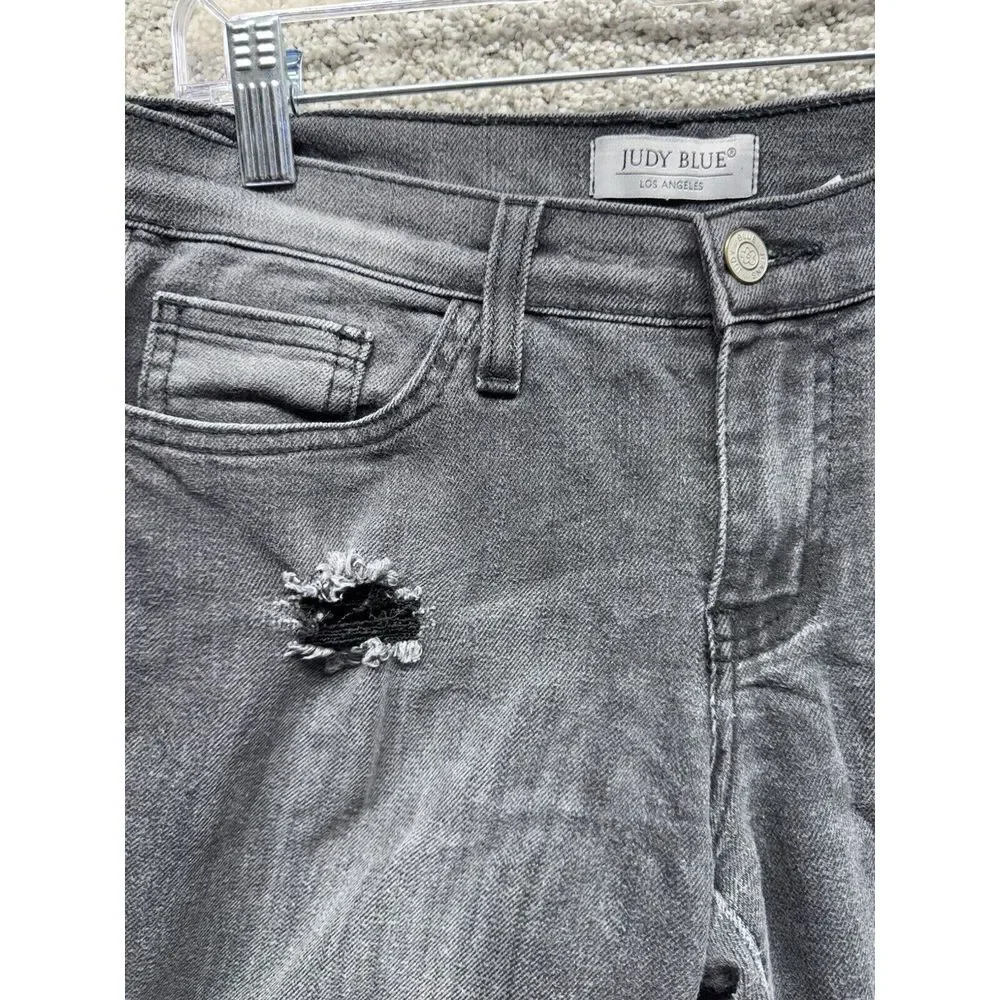 Judy Blue Jeans Womens 7/28 Black Grey Skinny Distressed Rip Grunge Made In USA‎ - Picture 4 of 12